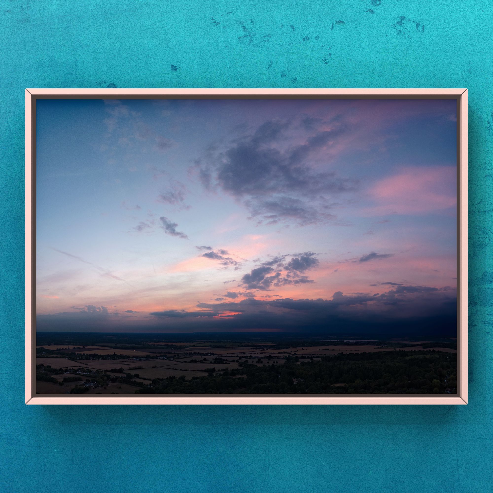 Whispy clouds just after sunset looking west towards Farmoor Reservoir